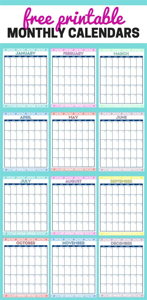 Cute Printable Monthly Calendar